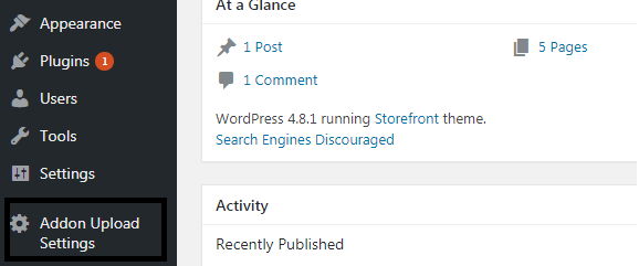 Addon Uploads Menu