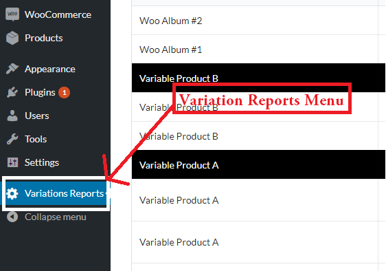 Variation Reports Menu